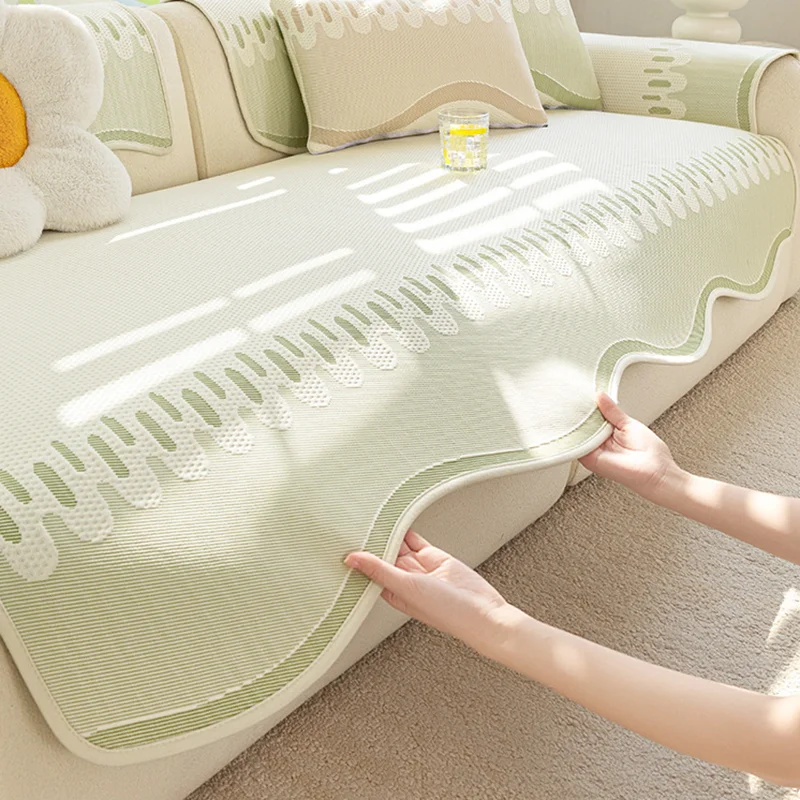 New Irregular Ice Bean Summer Sofa Cushion Non-Slip Armless Corner Couch Covers for Office Skin-Friendly Easy-Care Dust Cover