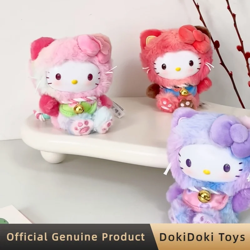 

Genuine Sanrio Hellokitty Lucky Cat Blessing Blind Box Cute Vinyl Plush Pendant Collectible Trendy Toy Keychain Gift For Girls