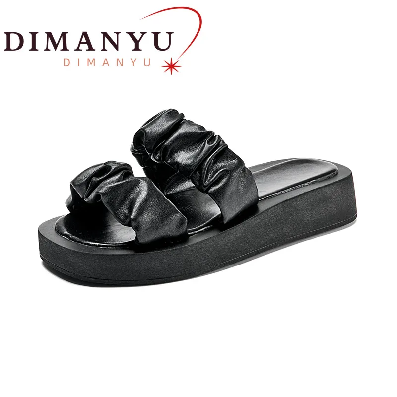 

DIMANYU Slippers Women Summer Large Size 41 42 43 New Solid Color Open Toe Girl Slippers Beach Shoes Women Flat Slippers