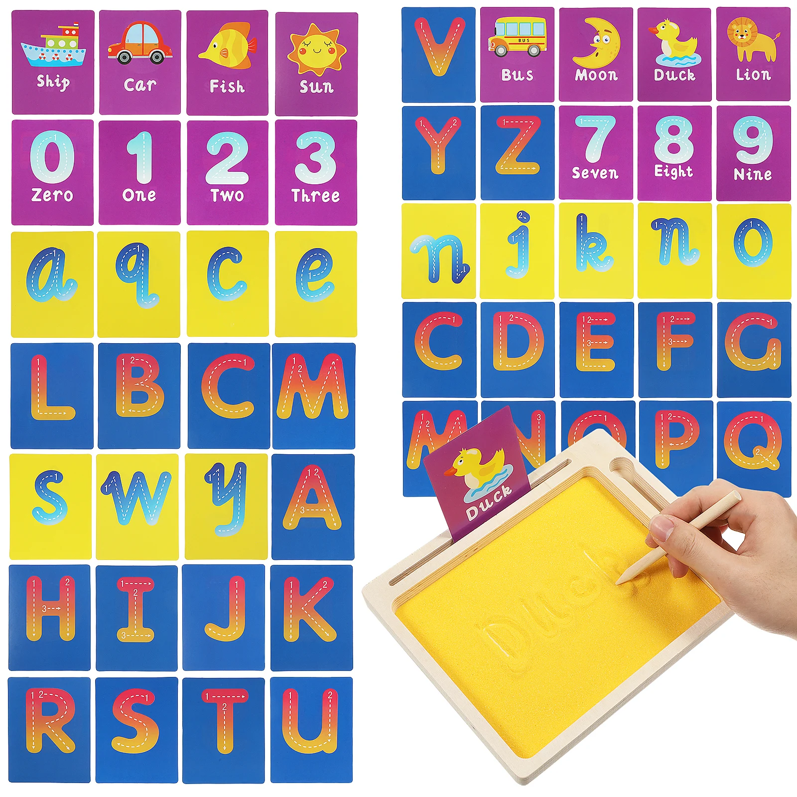 

1 set Creative Kids Set Montessori Sand Tray Learning Tool Sensory Letters Writing Practice Wooden Drawing Board Educational For