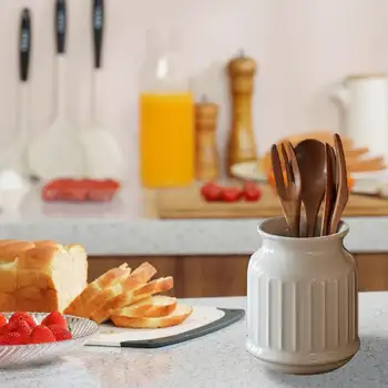 Držák na příbory, stylové lžíce, hůlky, vidličky, dárek k nastěhování, dekorativní praktická nádoba, víceúčelový keramický hrnec na příbory 8 nejlepší prodej držák na lžíce a vidličky na jídelní stůl - №1