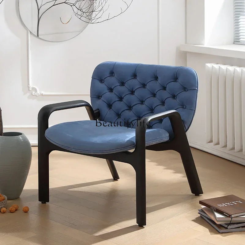 02ls 18 -*Italian minimalist leisure chair frosted leather single sofa modern minimalist living room designer chair