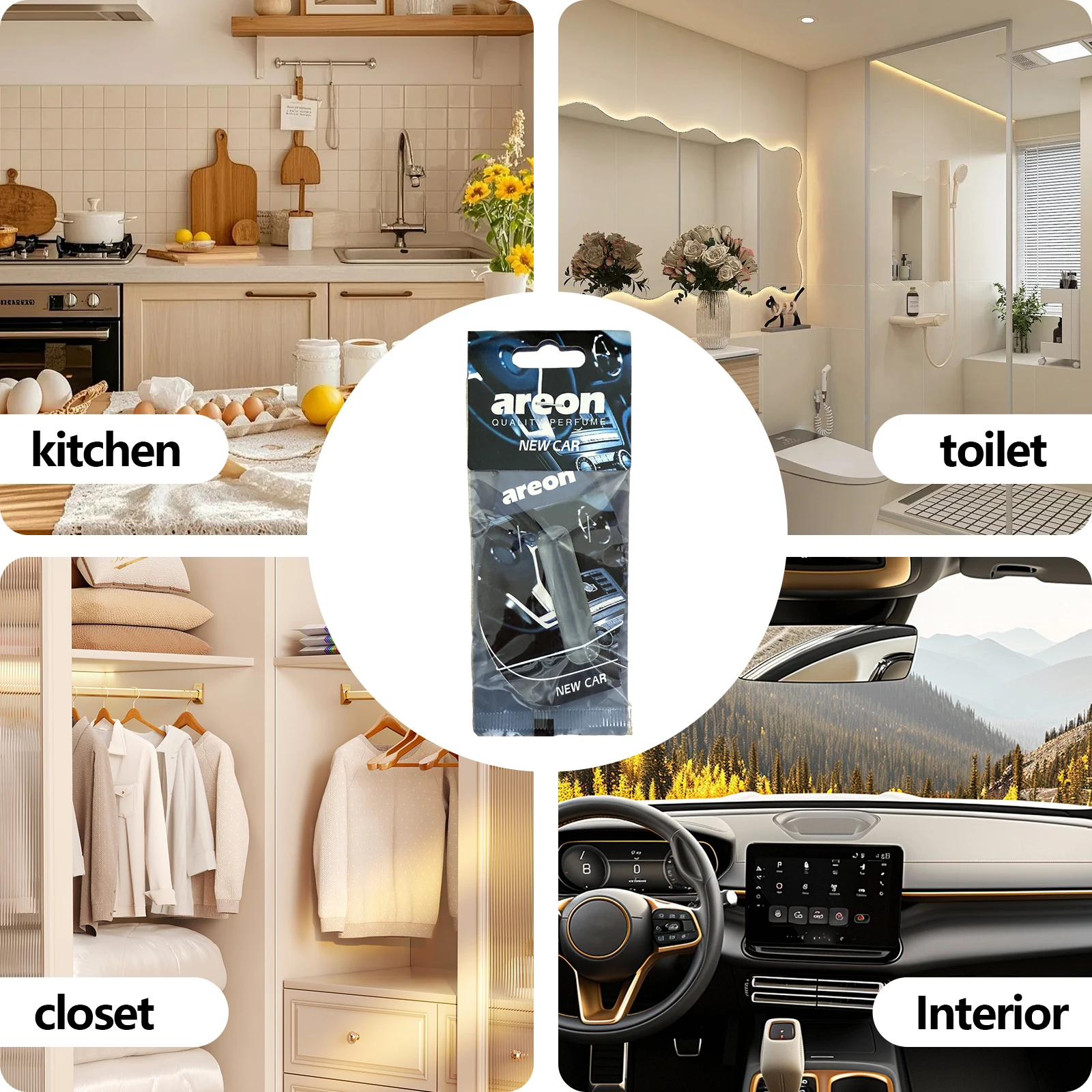 Areon 5/20 قطعة معطر هواء جديد للسيارة، ورق معطر للشاي الطبيعي، نوع معلق مثبت على السيارة، ملحقات السيارة الداخلية #6