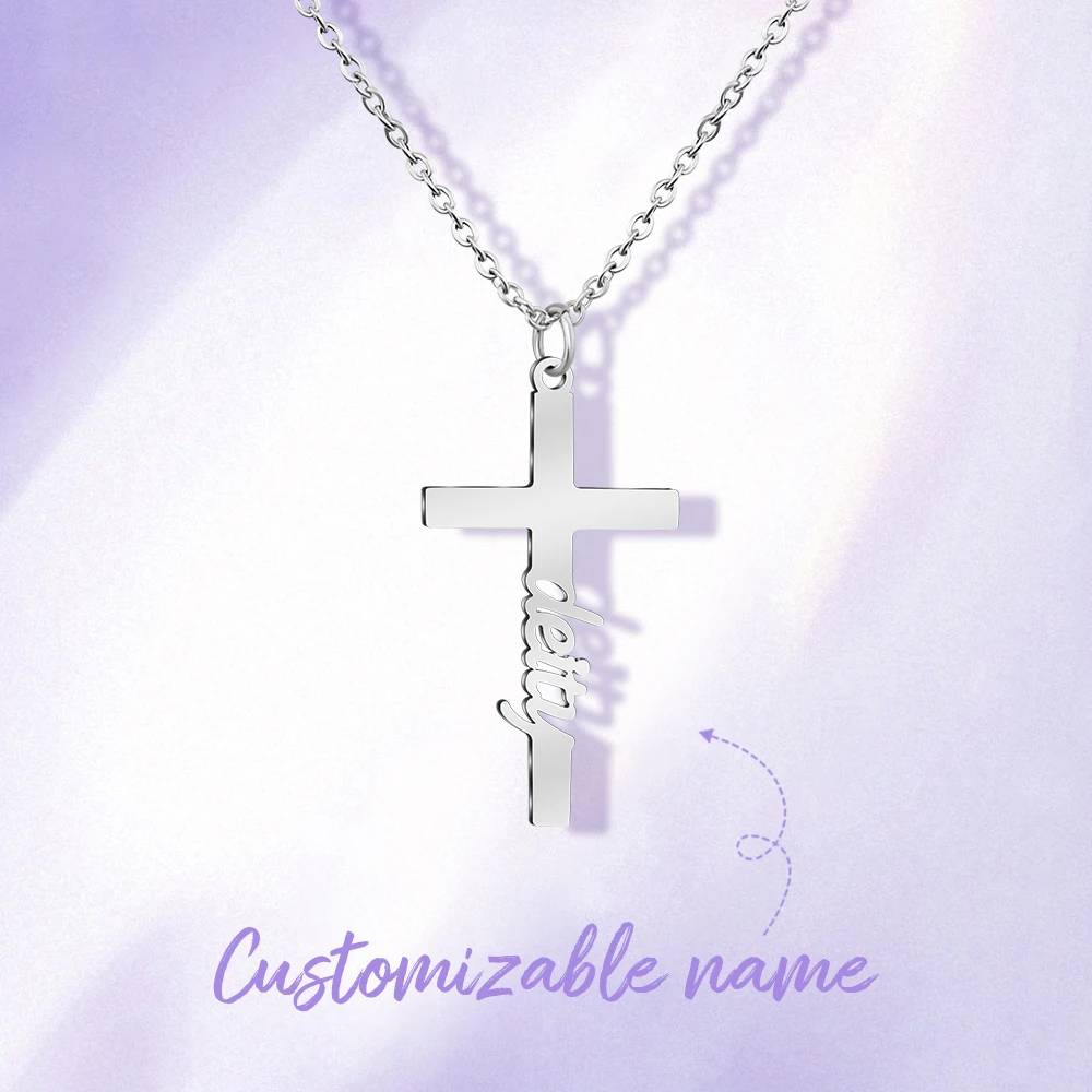 

Custom Name Cross Necklace Stainless Steel Women Necklace Personalized Necklace Gift