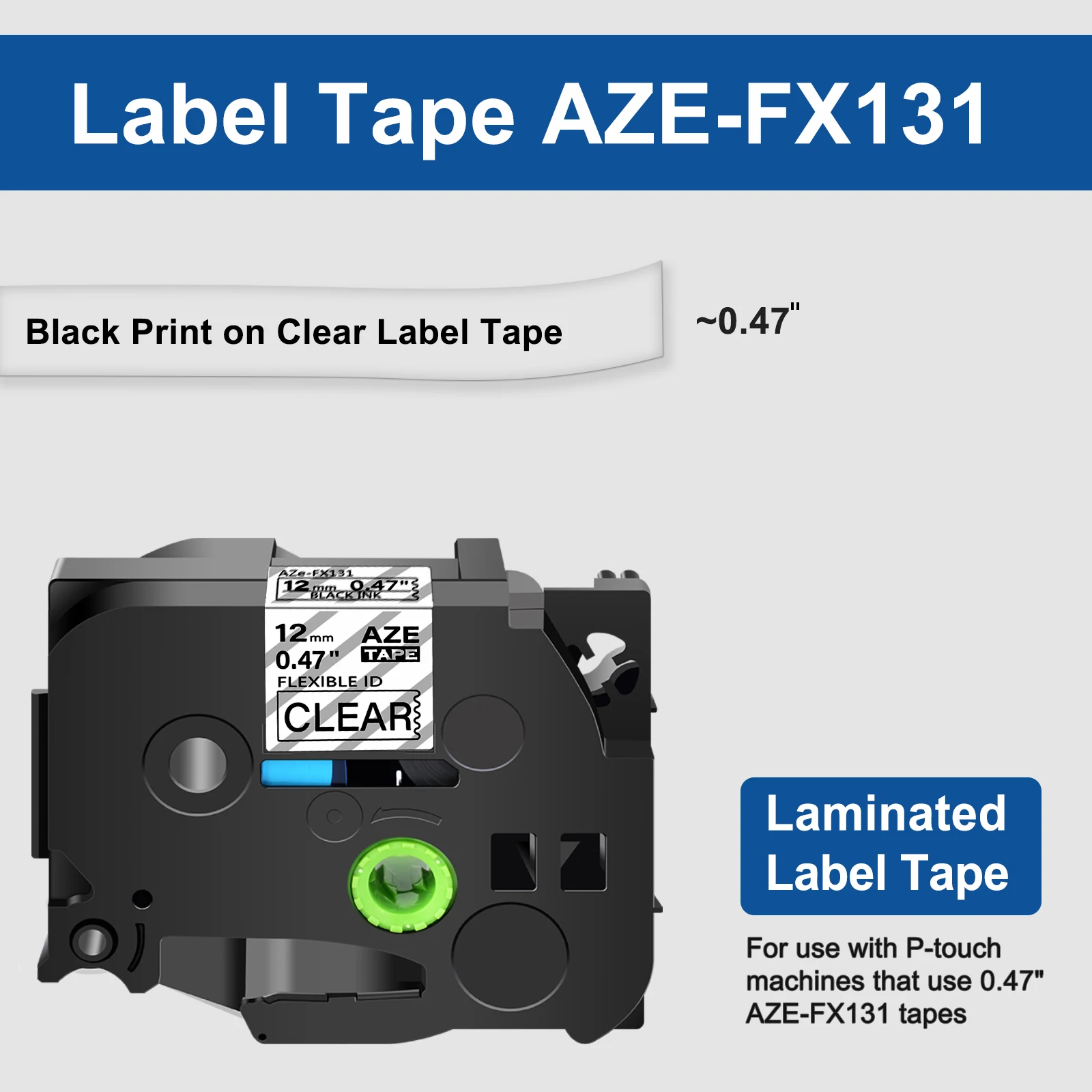 15Pcs Flexible ID Laminat Labels Tape 12mmx8m Compatible for Brother TZE-FX131 Black on Clear Ribbon for P-Touch Label Printers