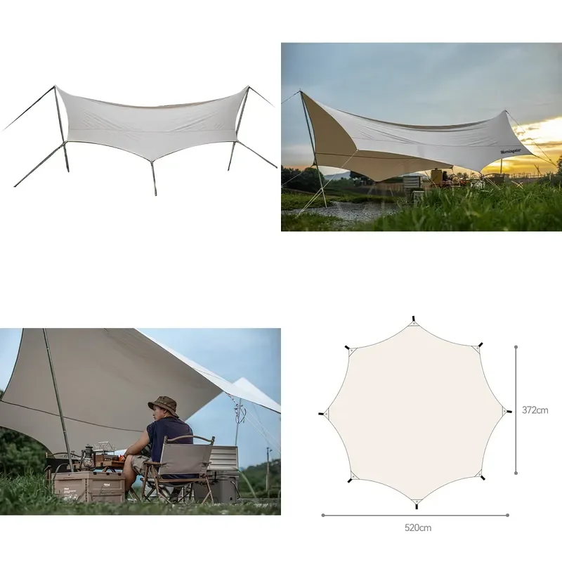 Morningstar Retro Large Octagonal Outdoor Camping Tarp Cotton Shading Rain Proof Canopy for Summer Use
