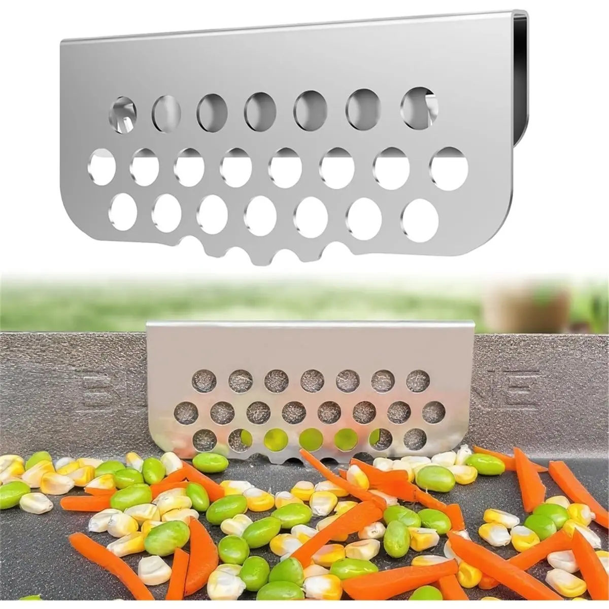 BBQ Tider Grilling Grease Gate Blocker for Griddle Accessory, Bbq Cook Tool Food Goalie Mesh Screen