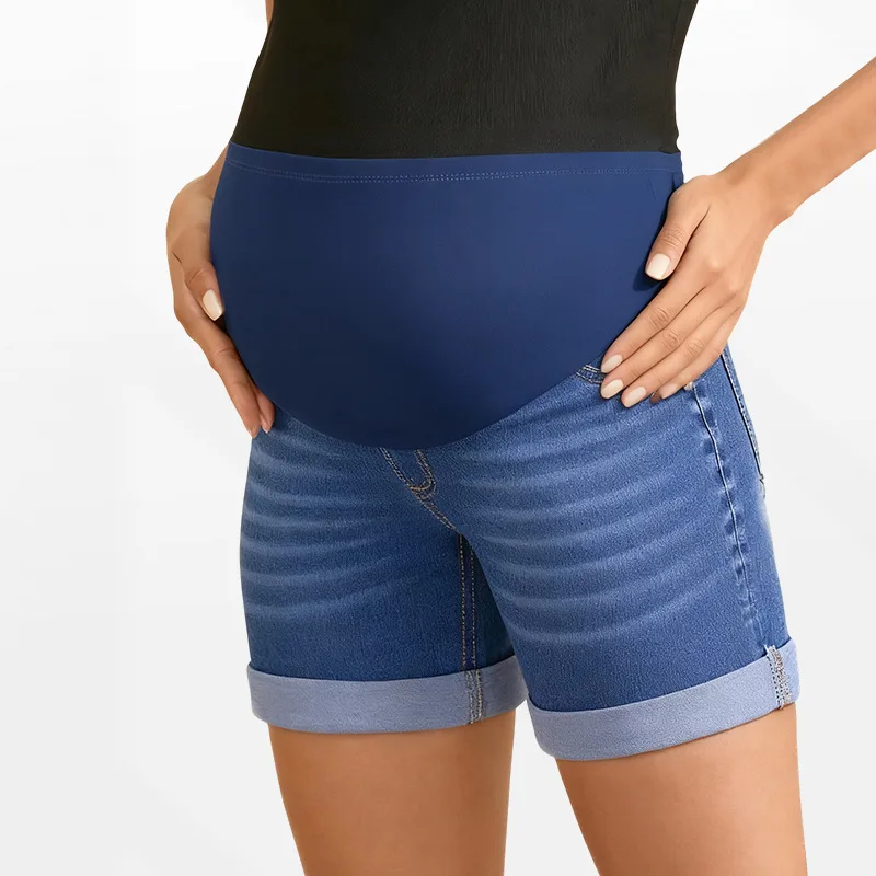 

Pregnant Women Casual Denim Shorts Maternity Belly Support Ripped Denim Short Pants Jeans Spring Summer Pregnancy Clothing