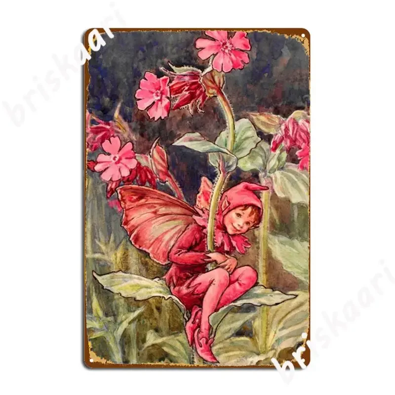 Cicely Mary Baker The Red Campion Fairy Vintage Illustration Metal Sign Club Garage Personalized Tin Sign Poster