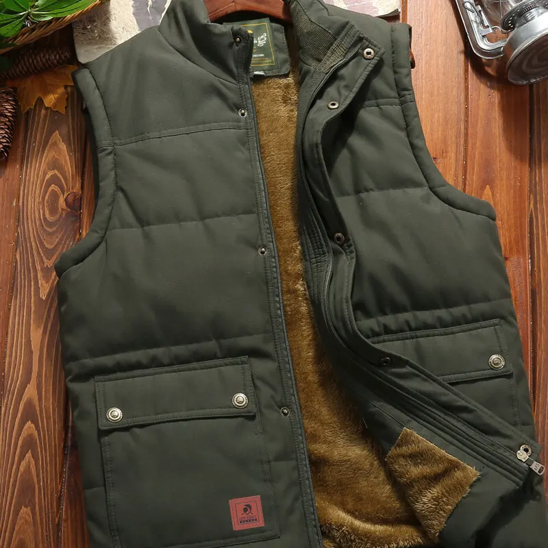 Ropa de trabajo de pesca, chaleco polar, abrigos de talla grande para hombre, chaleco de invierno, chaquetas, abrigo sin mangas, moda de piel, ropa de marca para hombre, chaleco de invierno