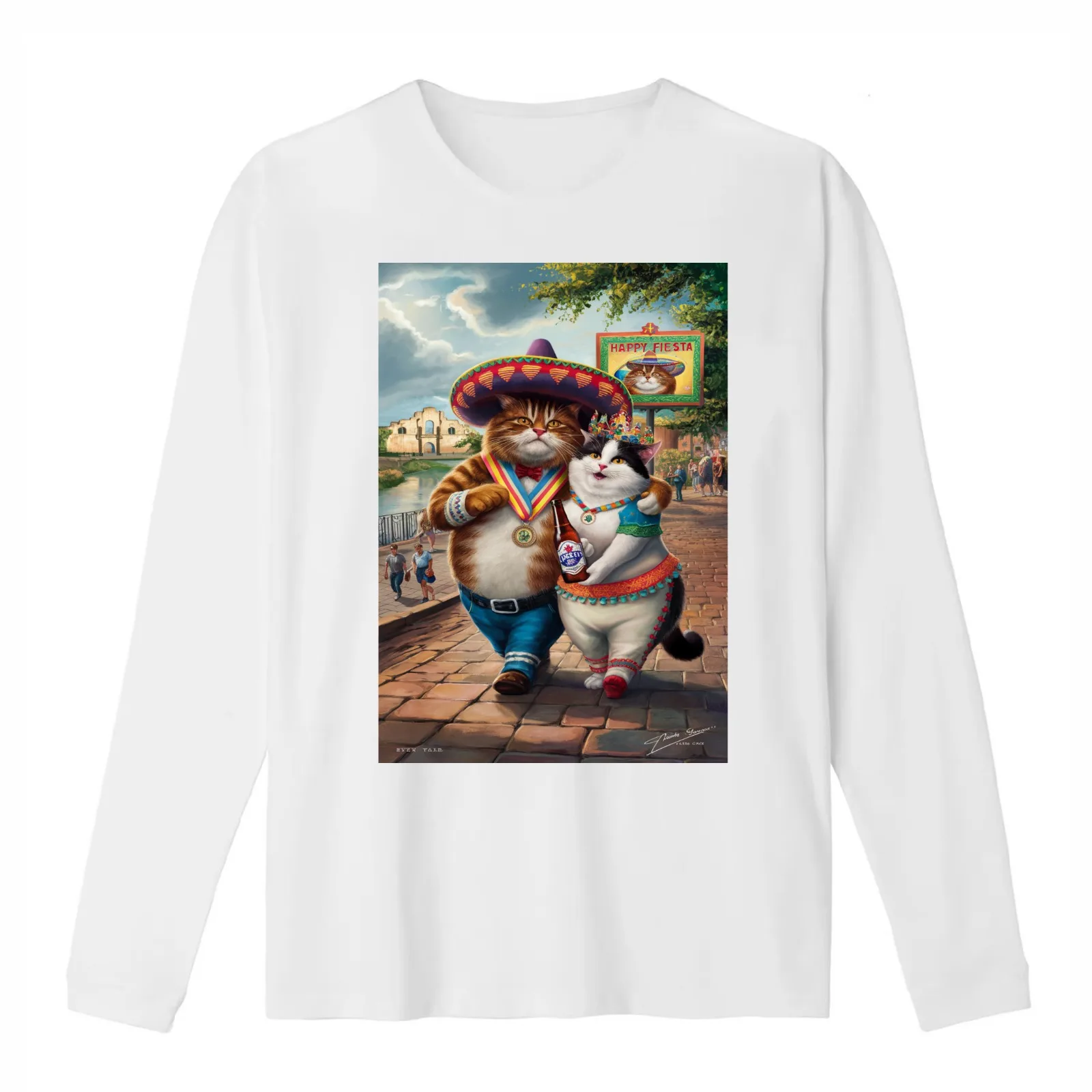 FiFiesta Felines: A Purr-fect Celebration!esta Felines: A Purrfect Celebration T-Shirt Summer Casual Cotton Tee 100% Cotton