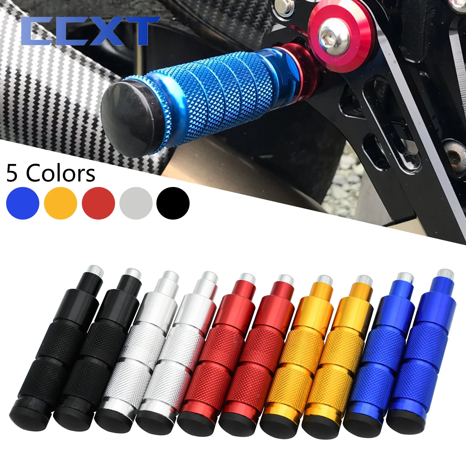 M8 CNC Motorcycle Footrests Foot Pegs Foot Rests Foot Pedals For Honda Kawasaki Yamaha Suzuki KTM Scooter Dirt Bike Universal