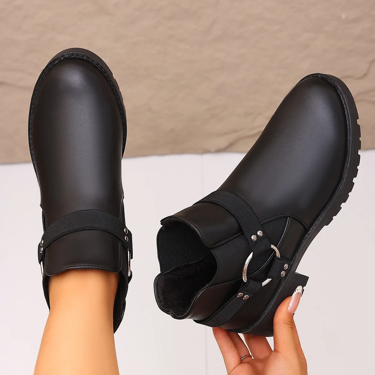 Modische Neue Elegante Dickbesohlte Sport-Kurzschuhe Winter-Bestseller Runde Zehenkappe Bequeme/Sexy Arbeits- und Freizeitstiefel für Damen – Detail 7
