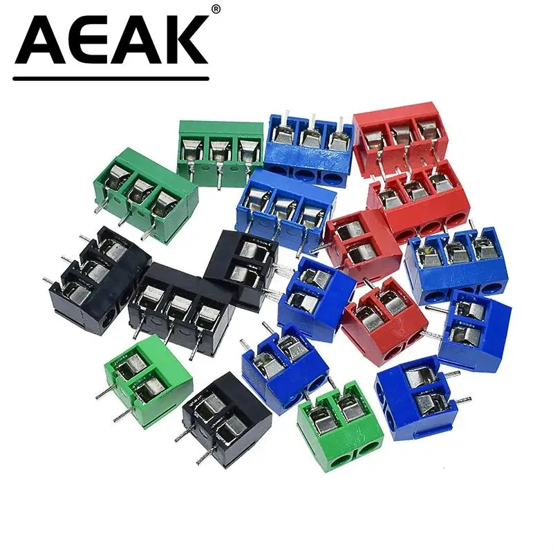 20PCS KF301-3P KF301-2P KF301-5.0-2P KF301 2Pin 3Pin Screw 2Pin 5.0mm Straight PCB Screw Terminal Block Connector Blue Red green