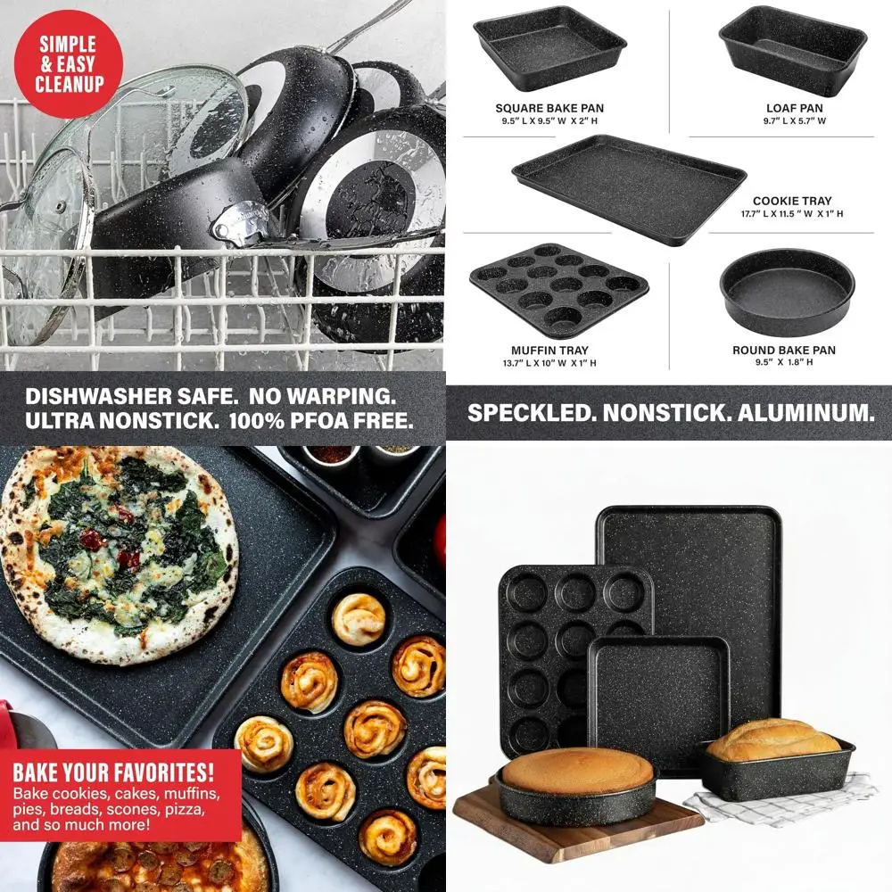 

Nonstick 5-Piece Bakeware Set with Oven Pans, Perfect for Baking, Safe for Oven and Dishwasher