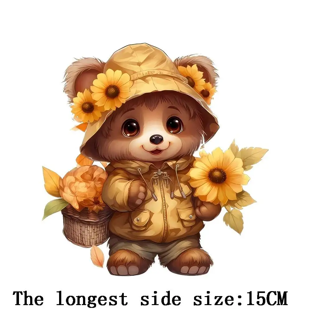 Cartoon Cute Animal Bear Foxes Elephant Penguin Bird Fox Raccoon Pattern Iron On Transfer For Baby Clothes Stickers on Fabric