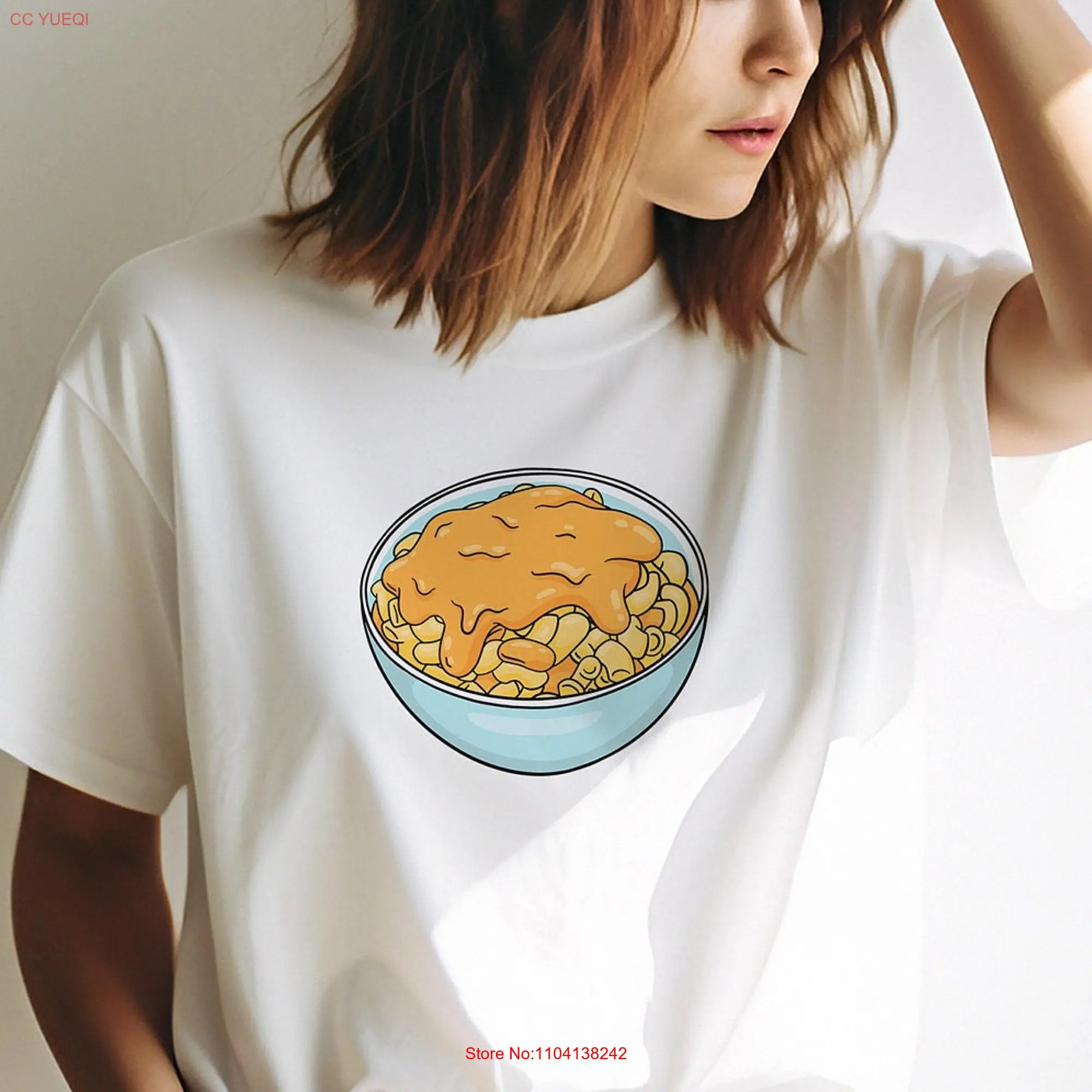 Macaroni And Cheese T Shirt Pasta Italian Cuisine Lovers for Cooks Chefs Kitchen Enthusiasts Food long or short sleeves