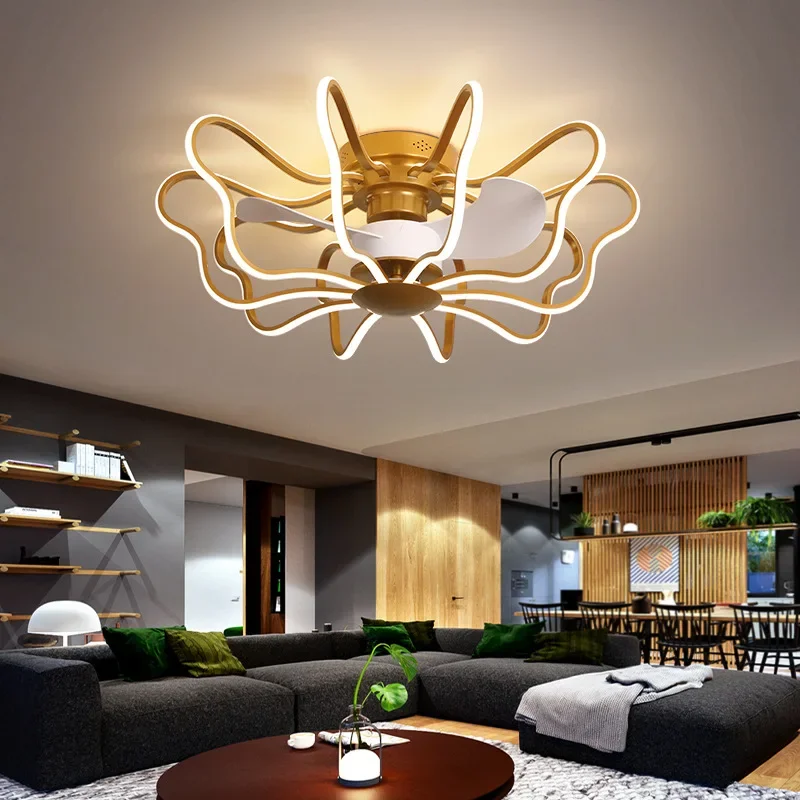 

Скандинавский декоративный потолочный вентилятор с подсветкой, лампа-вентилятор с дистанционным управлением для гостиной, спальни, украшение для дома, Светодиодный настенный вентилятор