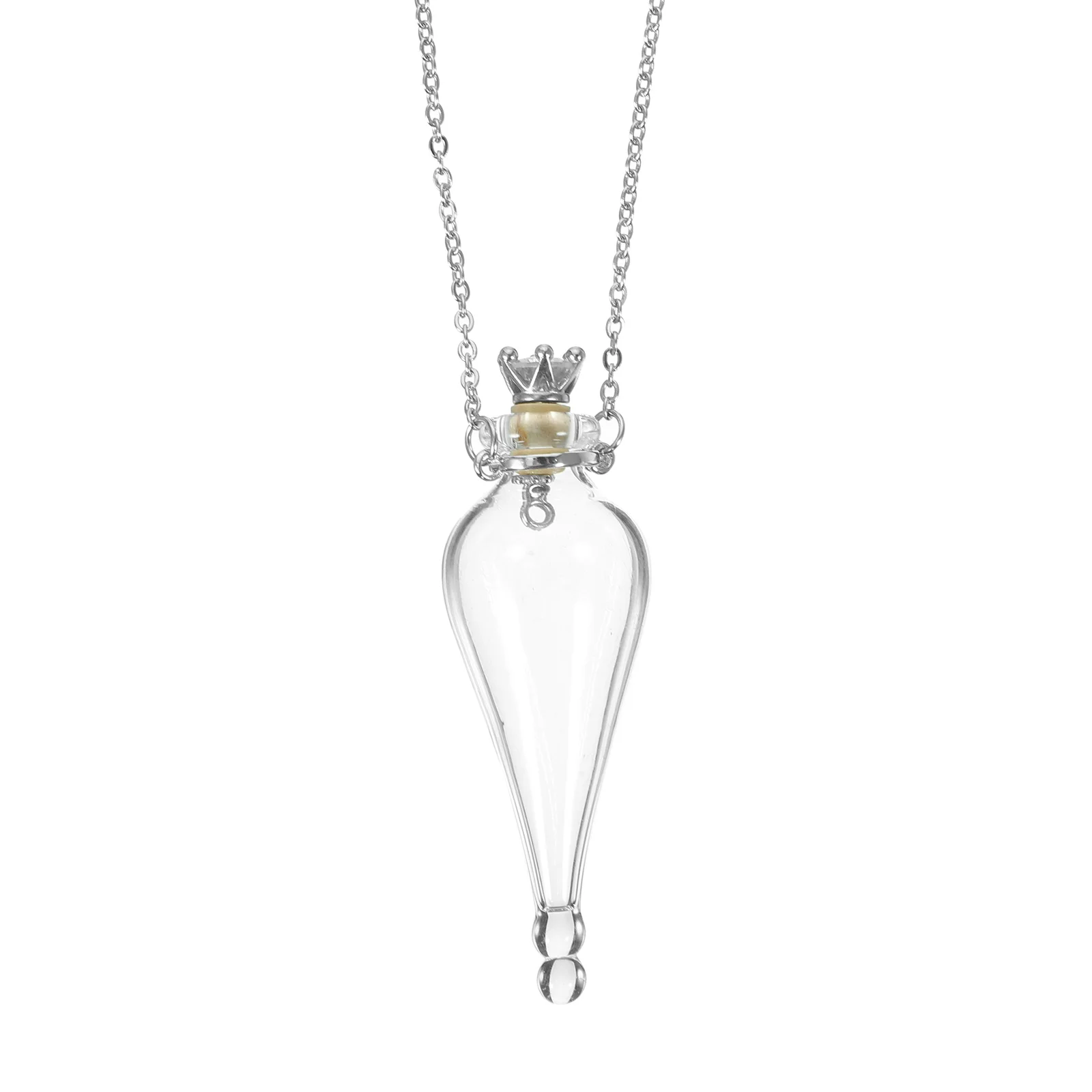 

Little Glass Bottle Necklace Miniature Pendant with Chain Tiny Storage Jar for Perfume Oil Friendly Ornament