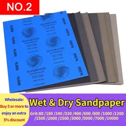 2 Pcs 80-10000 Grit SandPapers Wet And Dry Polishing Sanding Wet/dry Abrasive Sandpaper Paper Sheets Surface Finishing Made