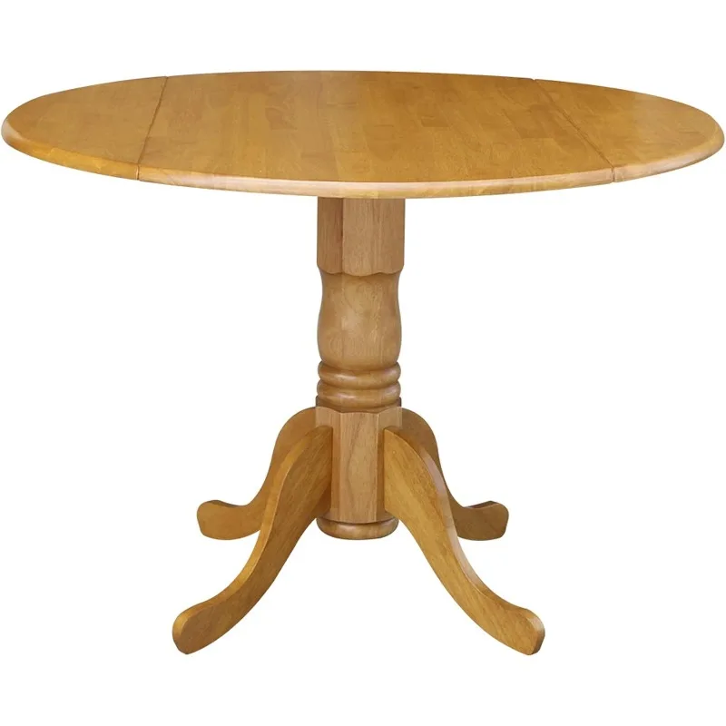 

Round Dual Drop Leaf Ped Table Easy To Assemble Suitable for Bedrooms, Living Rooms, and Outdoor Environments