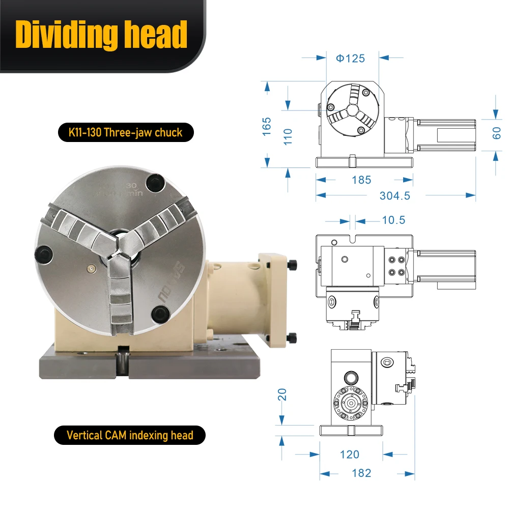 HLTNC K11-130 ثلاثة الفك تشاك ارتفاع المركز 110 مللي متر 130PRM Tailstock مطابقة 60 سيرفو دراجة نارية كام ضرس عدة #5