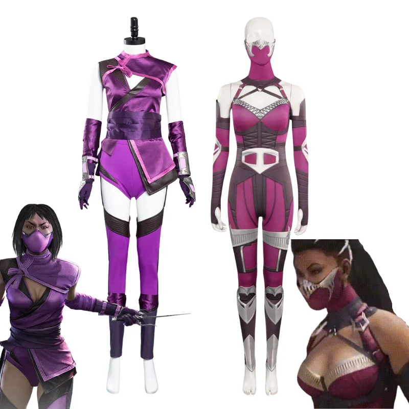 Mortal Kombat Mileena Cosplay Costume Women Girls Jumpsuit Fantasia Roleplaying Outfits Halloween Carnival Party Disguise Suit