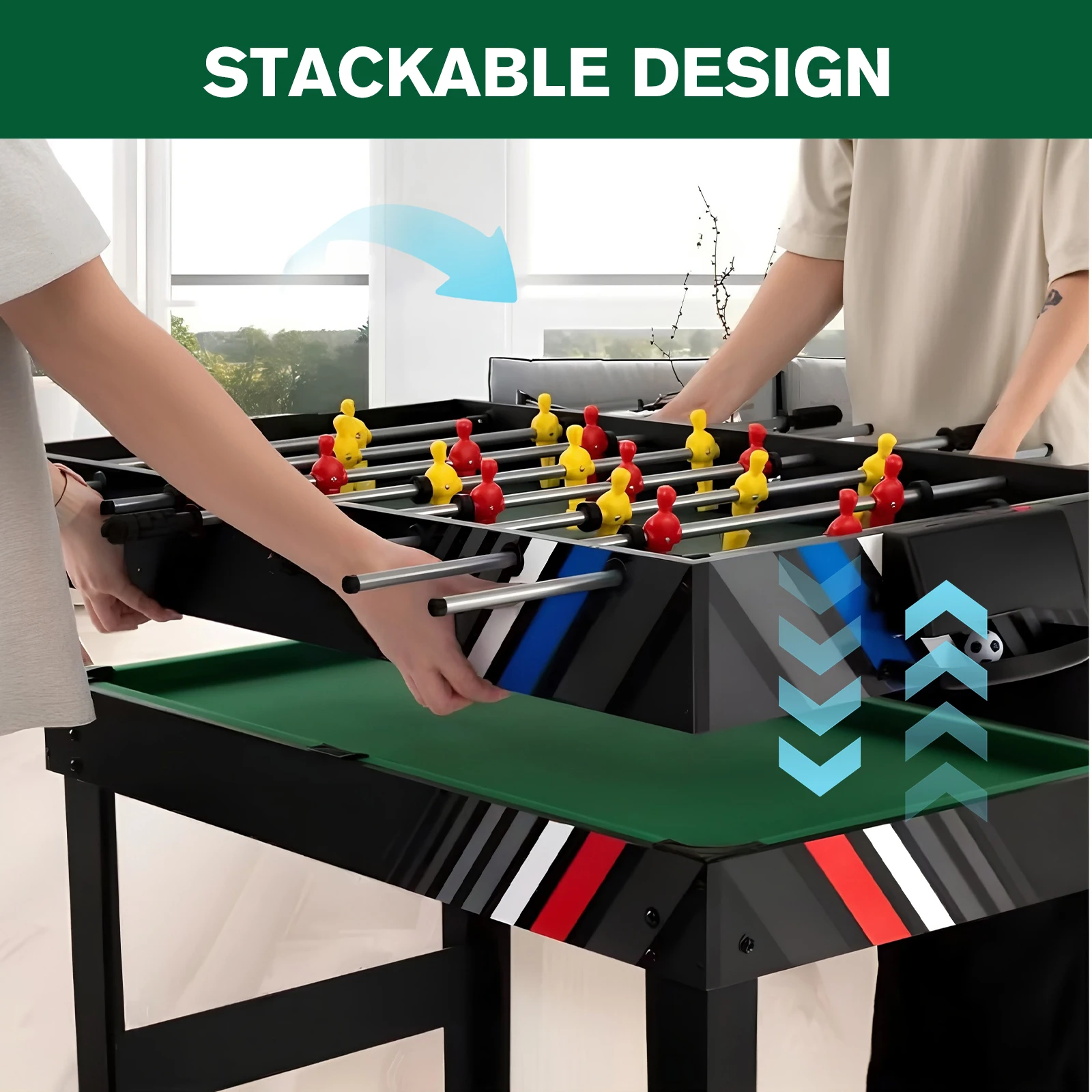 

4-In-1 Foosball Table Combo Set with Football Billiards Ice Hockey Table Tennis Tabletop Game Set Wear Resist for Home Game Room