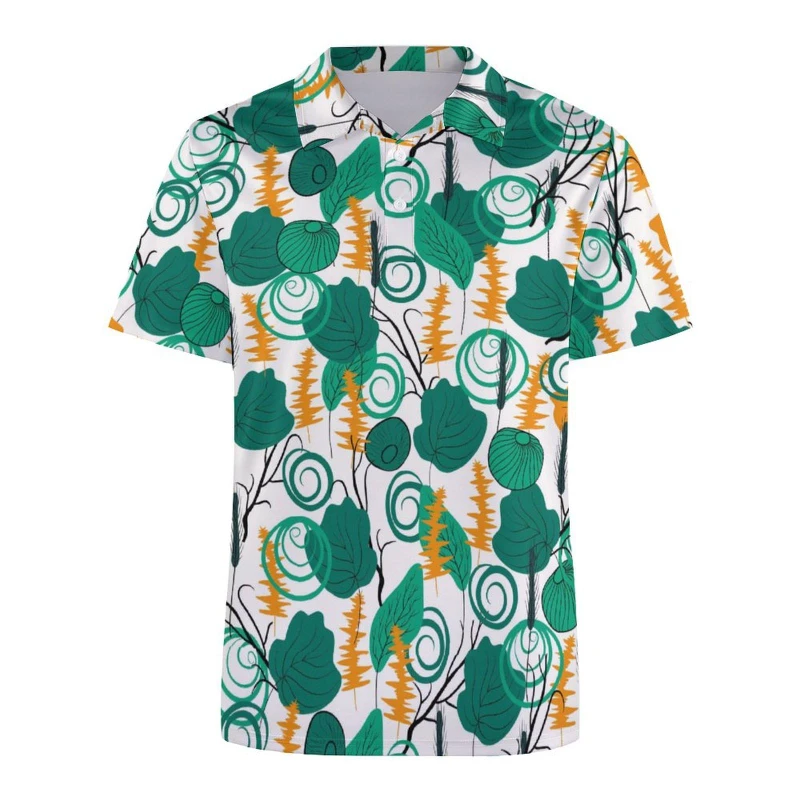 New 3d Print Hawaii Polo Shirts Summer Trendy Mens Polo Shirts Green Plants Pattern Women Casual Fashion Short Sleeved POLO Tops