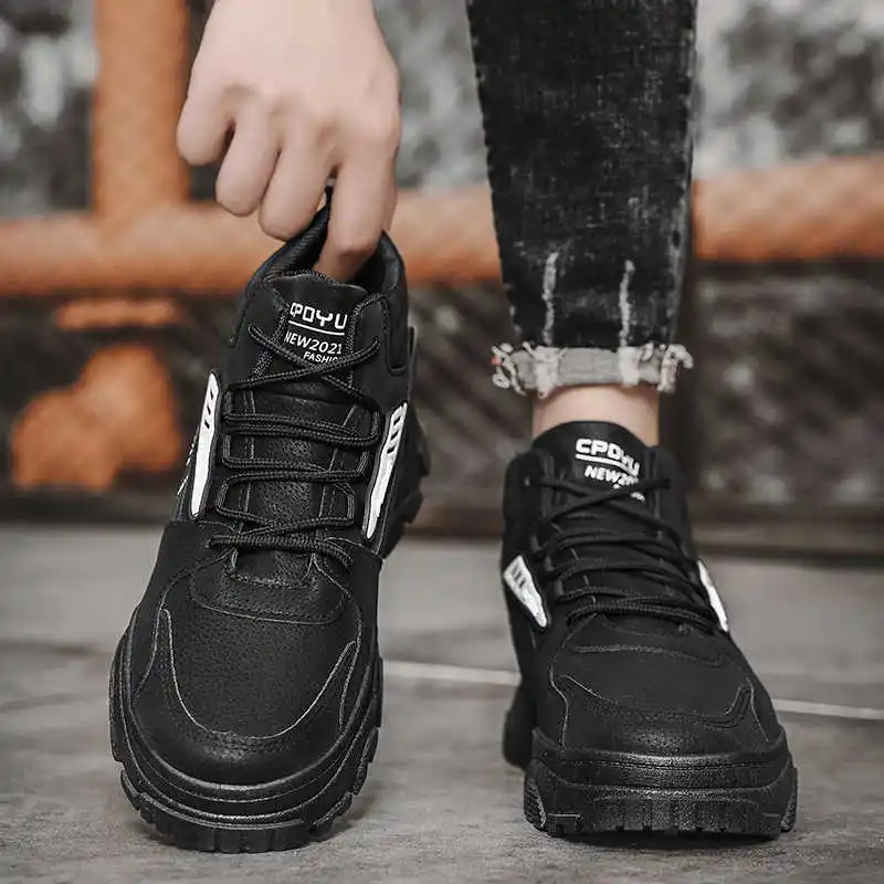 Slip-resistant Increases Height Black Woman Boots Walking Vintage Sneakers Shoes Ladies Sport Tenes Mascolino Resort