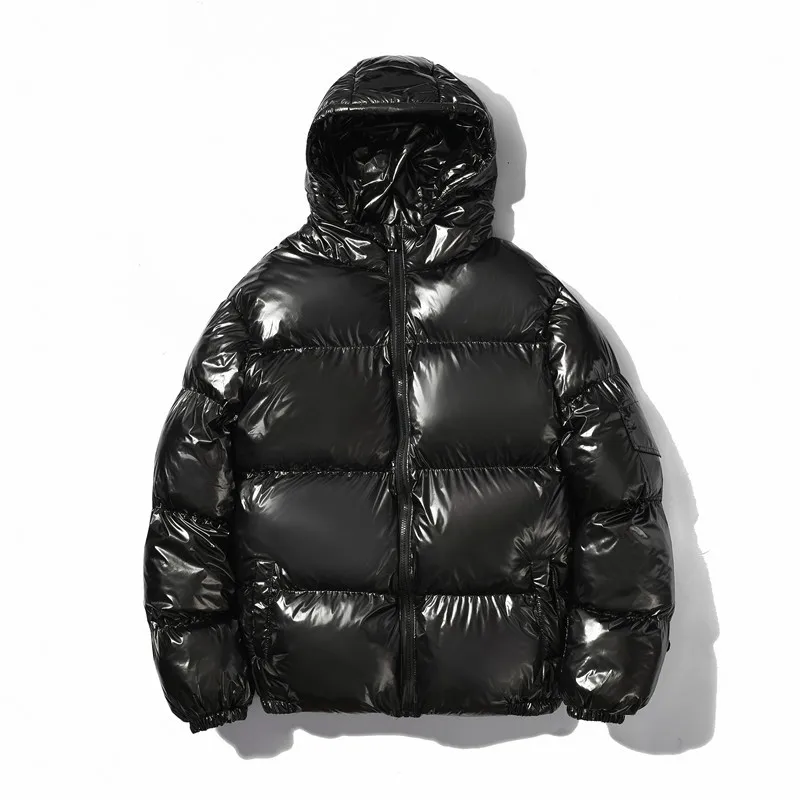 แฟชั่นผู้ชาย Shinny Puffer Parkas ผ้าฝ้ายเบาะหนา Puffy Overcoat Hooded Windproof ความร้อน Outerwear ขนาดใหญ่ M-5XL