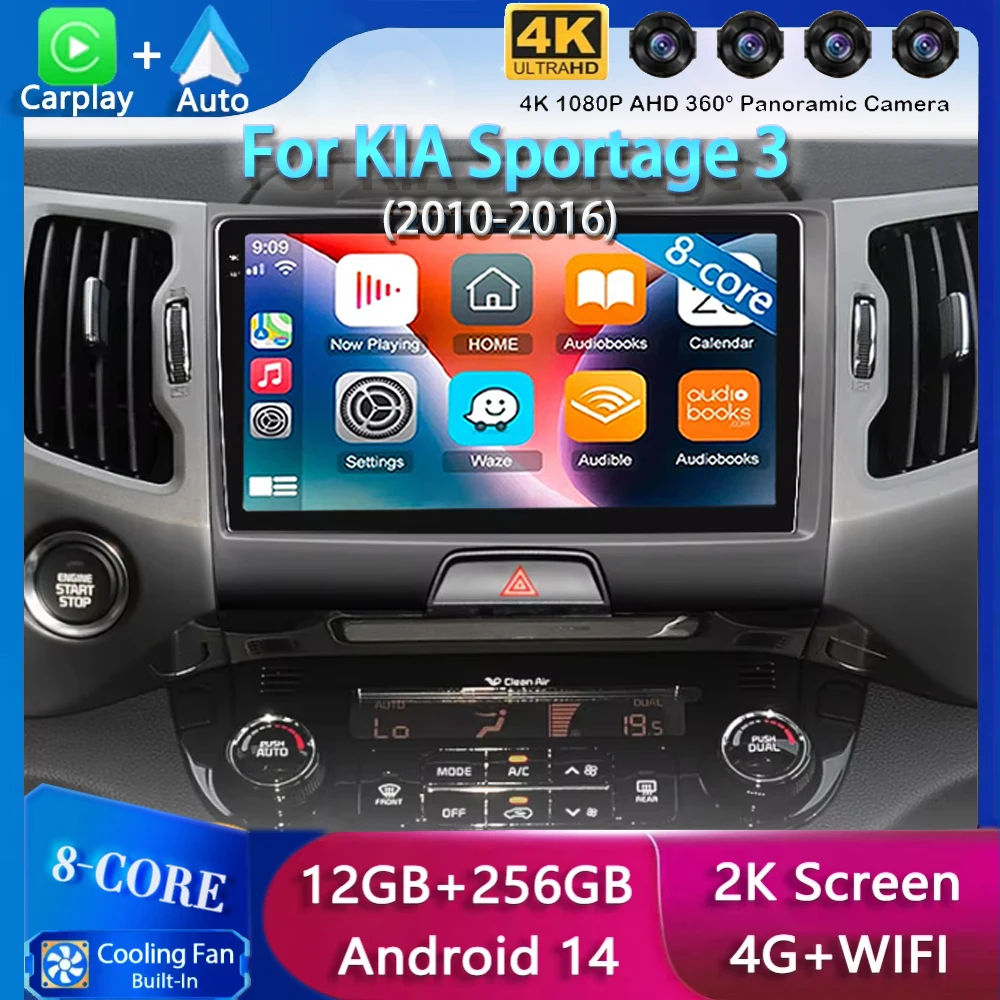

Android 14 Wireless CarPlay Auto Car Radio For KIA Sportage 3 2010-2015 2016 4G+WIFI Multimedia Video Player GPS 2din Autoradio