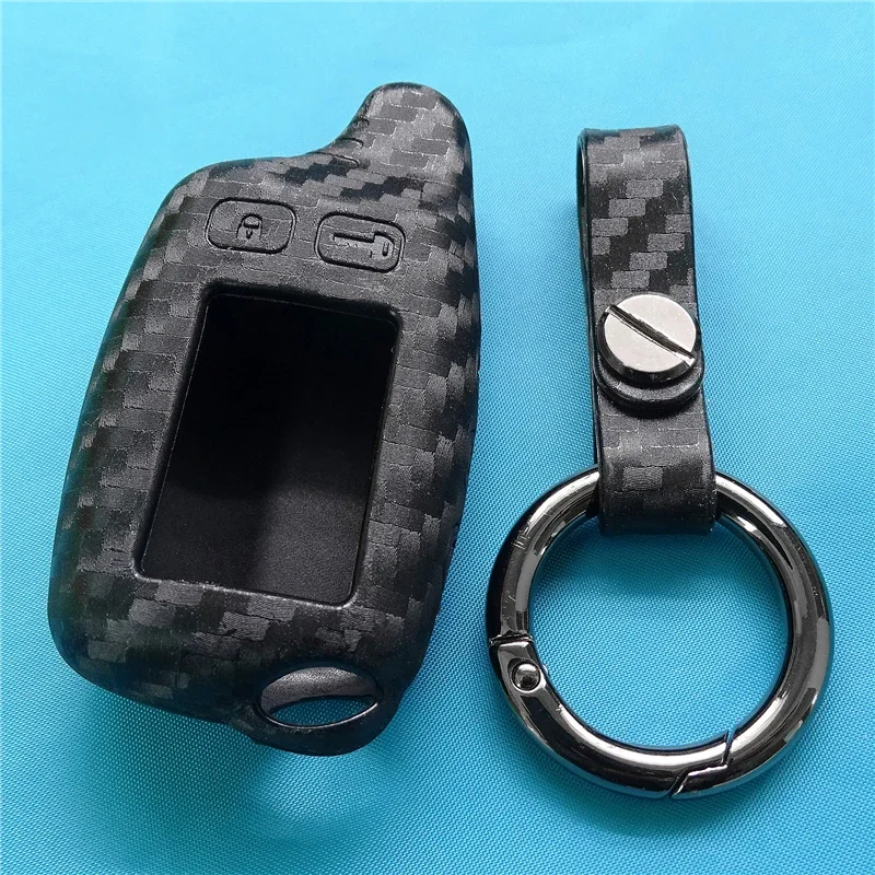 

Car Key Case Cover Key Chain Russian 2-Way Remote Alarm System Holder Triml For Tomahaw Tw9000 9010 1Pc Carbon Fiber Silicone