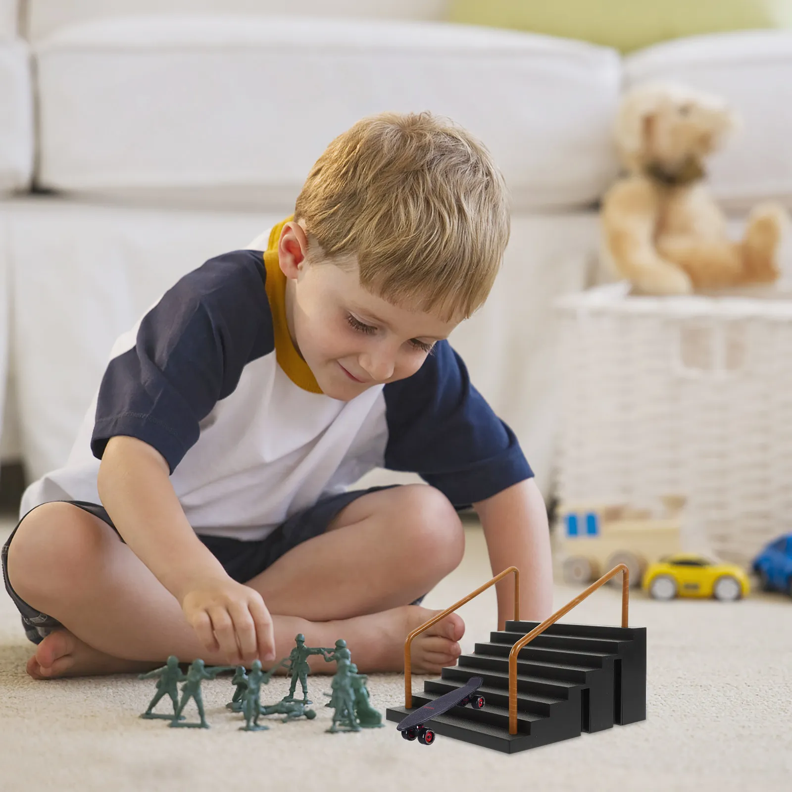 Skateboard da dito con mini rampa e set di ostacoli, materiali di alta qualità per lo sviluppo del coordinamento dei bambini, per uso interno