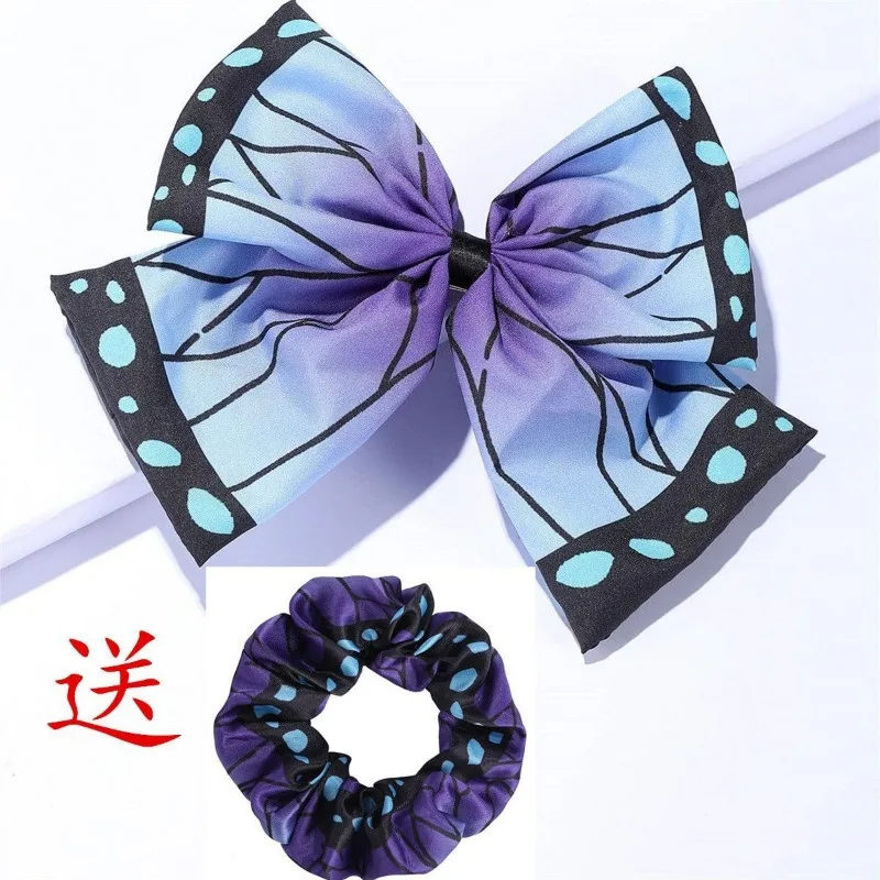 Anime Cosplay Bow Hair Clips Accessories Shinobu Nezuko Tanjirou Headwear for Women Girls - view 3