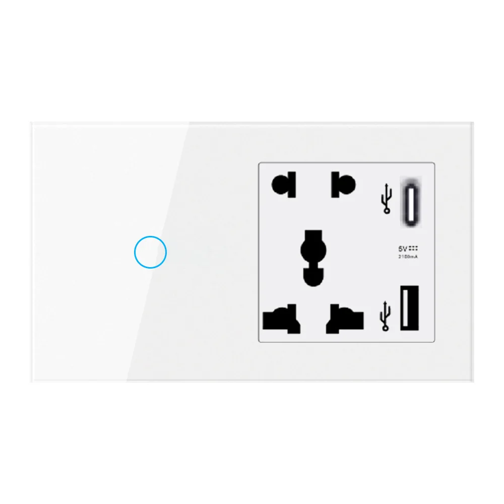 Universal Smart Socket Switch - JRUMP WiFi/Zigbee, UK Standard, Touch & Voice Activated, USB & Type-C Outlet, Alexa & Google Hom