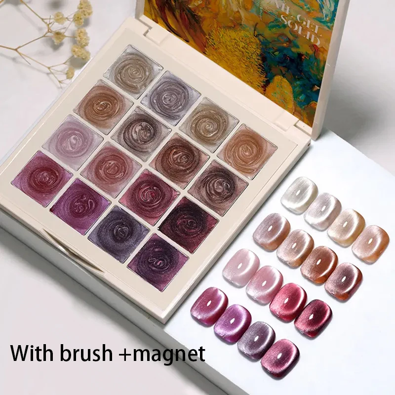 16 Farben Japan Solid Cat Eye Magnetischer Gel-Nagellack 24 ml Glitzer Schneelicht Semi Permanent Funkelnder Magnet Nagelgel-Lack
