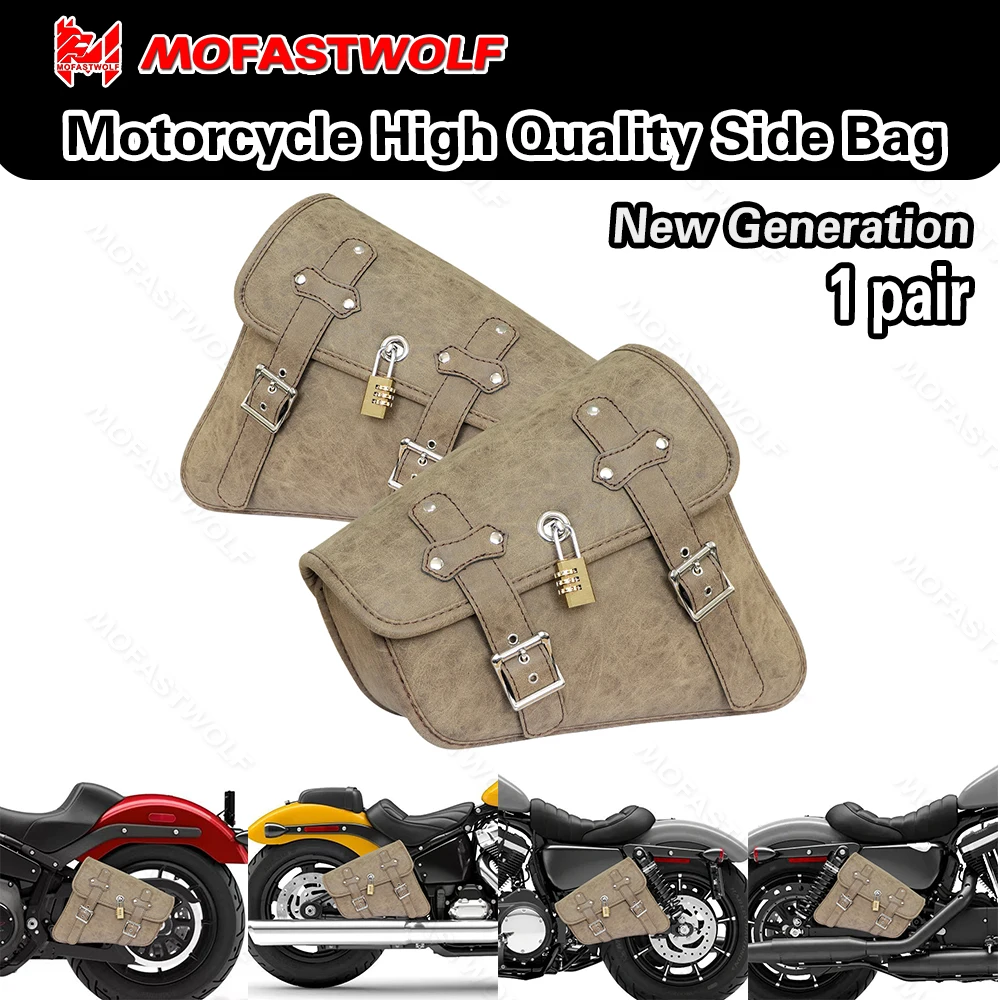 Luxury Buckle Motorcycle Saddle Bag for Harley Cruising Prince Side Hanging Storage Tool Pouch Biker Luggage