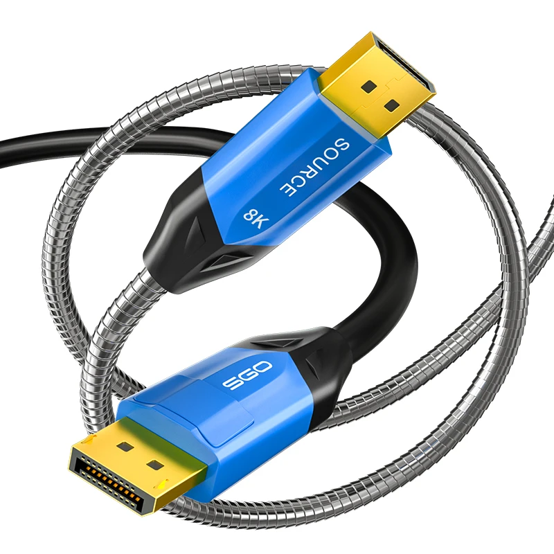 

16K Armoured Fiber Optic DisplayPort 2.1 Cable Metal Armor DP Cable 77.4Gbps 16K@60Hz Anti-pull Anti-rodent bite Anti-trampling