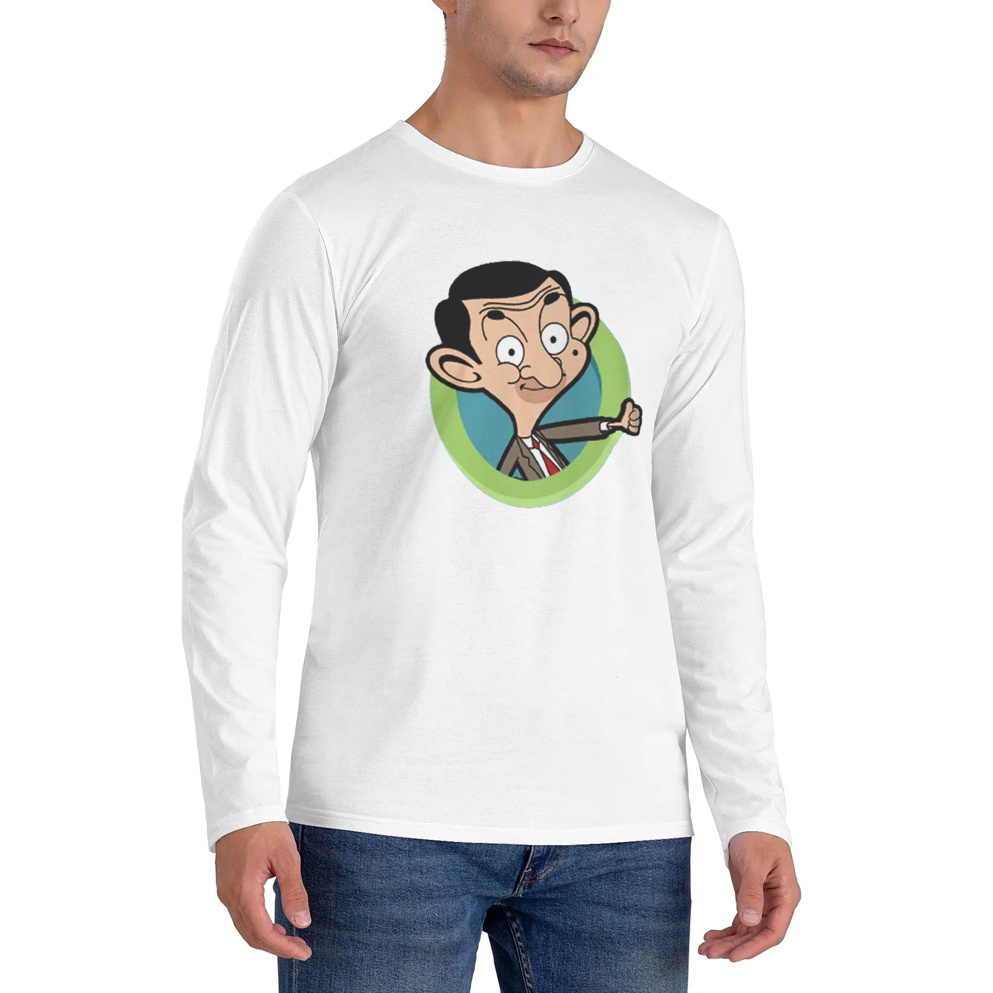 

Mr Bean Men's Long Sleeved T-shirt Breathable Round Neck T shirts Spring and Autumn Men tops