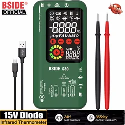 BSIDE S30 Digital Multimeter Infrared Temperature Measurement 15V Diode LED Tester DC AC Voltage Rechargeable Smart Tester DMM