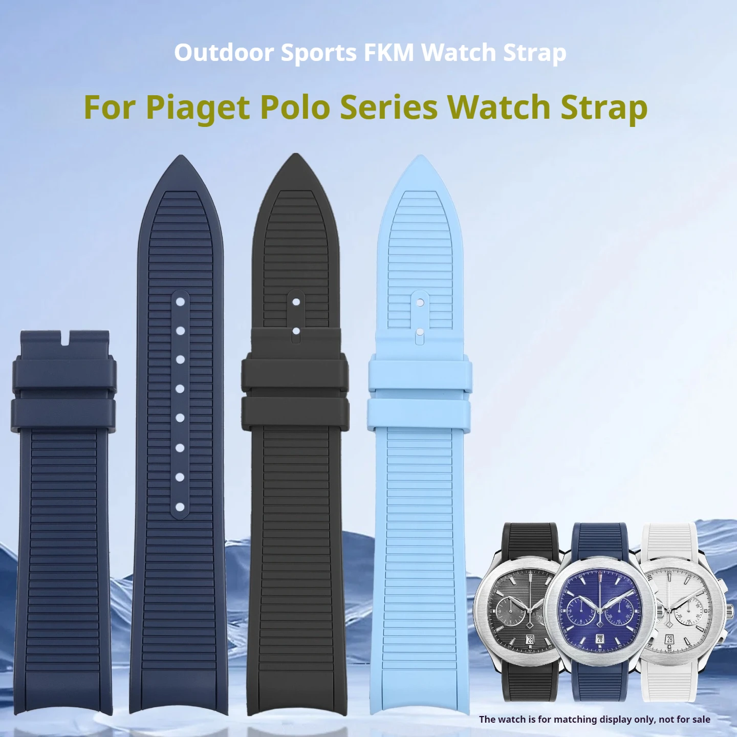 Ремешок для часов из фторкаучука FKM с изогнутым концом 21 мм для Piaget POLO G0A41006 G0A46013 G0A43002 G0A42005, водонепроницаемый спортивный ремешок для часов