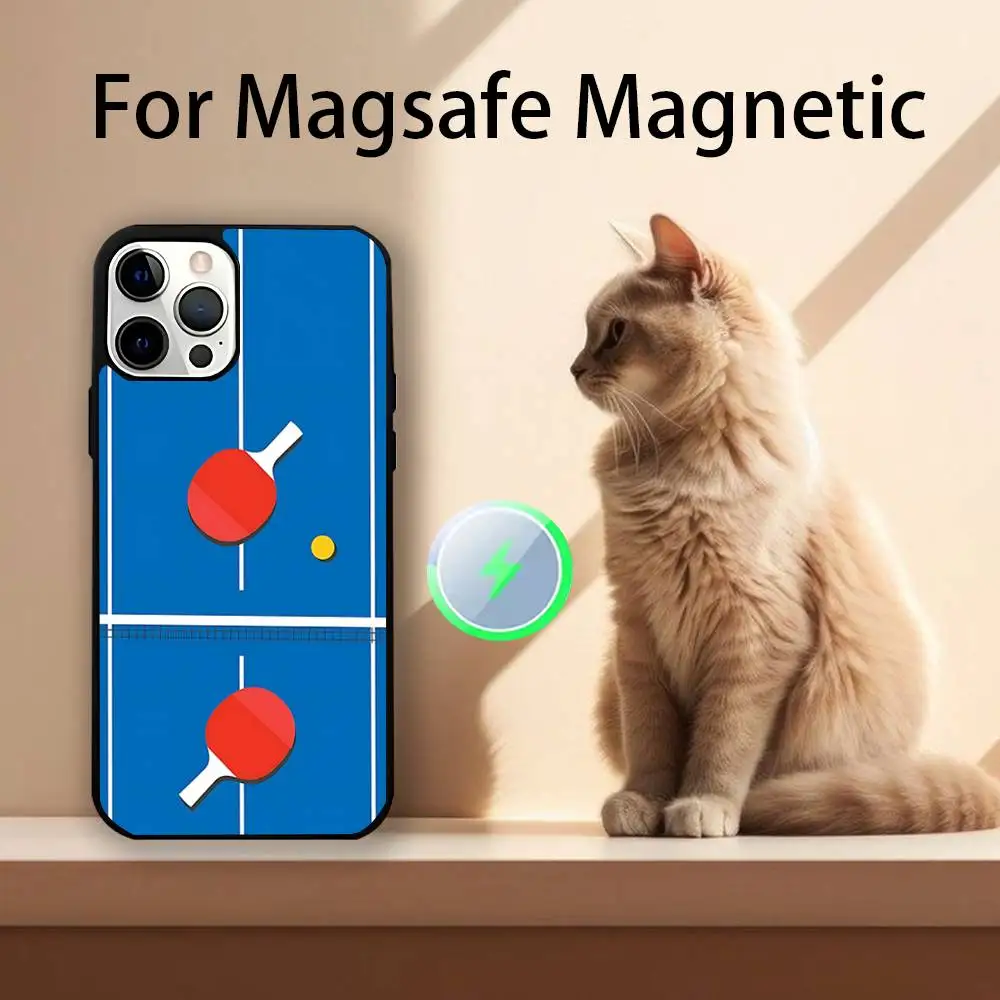 مضارب تنس الطاولة حافظة هاتف لهاتف آيفون 17,16,15,14,13,12,11,Pro,Max,Plus,Mini,SE4,E شحن لاسلكي Magsafe مغناطيسي