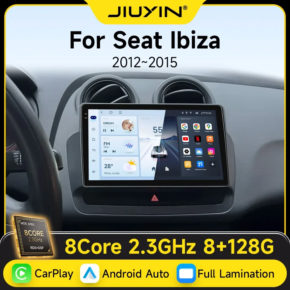 Car Radio For Seat Ibiza 2012 - 2015 QLED Android 15 Multimedia Video Player GPS 4G WIFI CarPlay Auto Wireless Stereo No 2Din