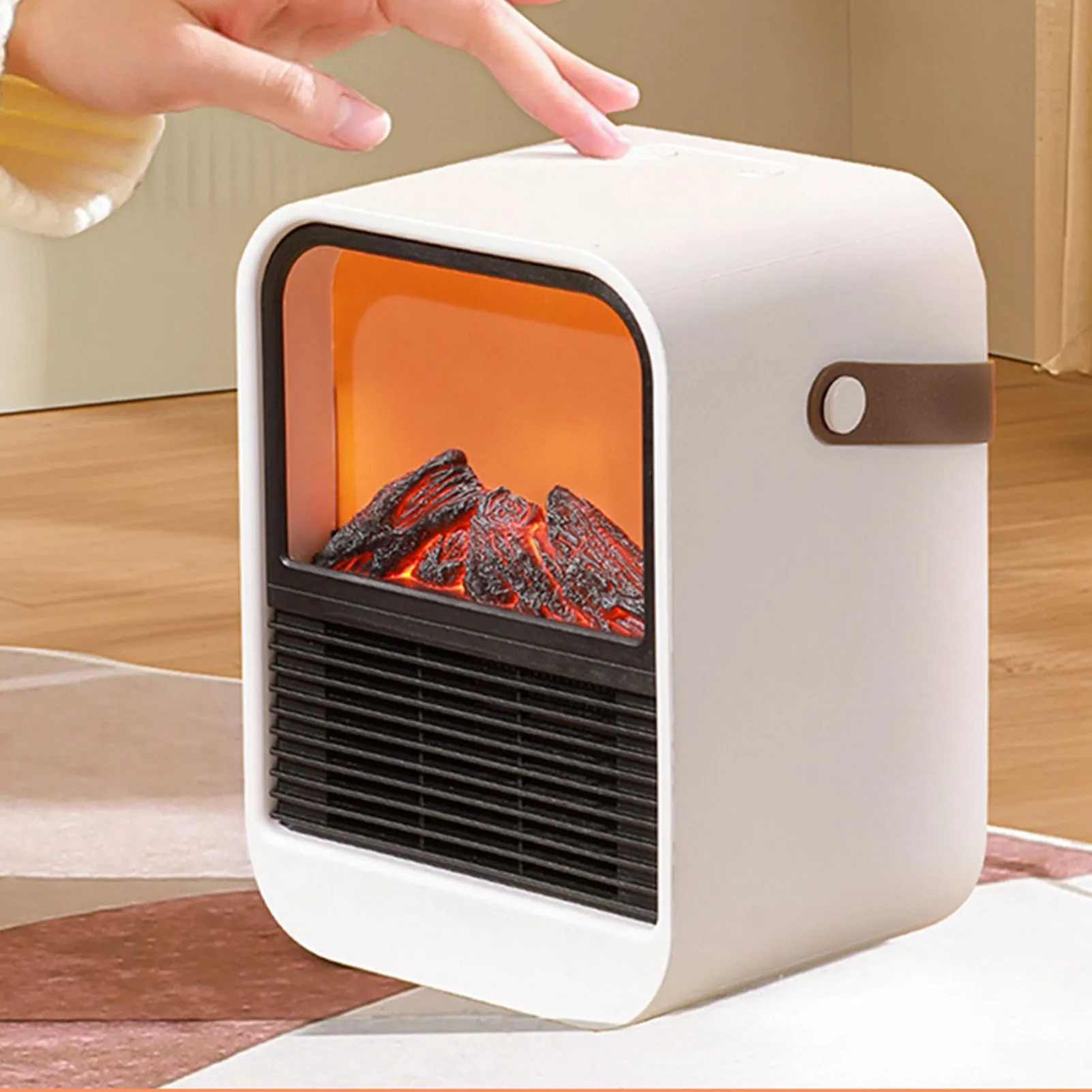 سخان كهربائي صغير لغرفة النوم، سخان مساحة محمول مع تأثير لهب واقعي وحماية من الحرارة الزائدة، آمن ودافئ #4