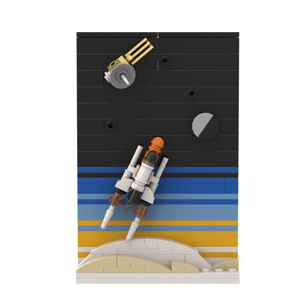 MOC Space Story Postcard Model Building Blcoks Exploring Moon Rocket Travel Spaceships Brick Decorative Art Painting Kid Toy