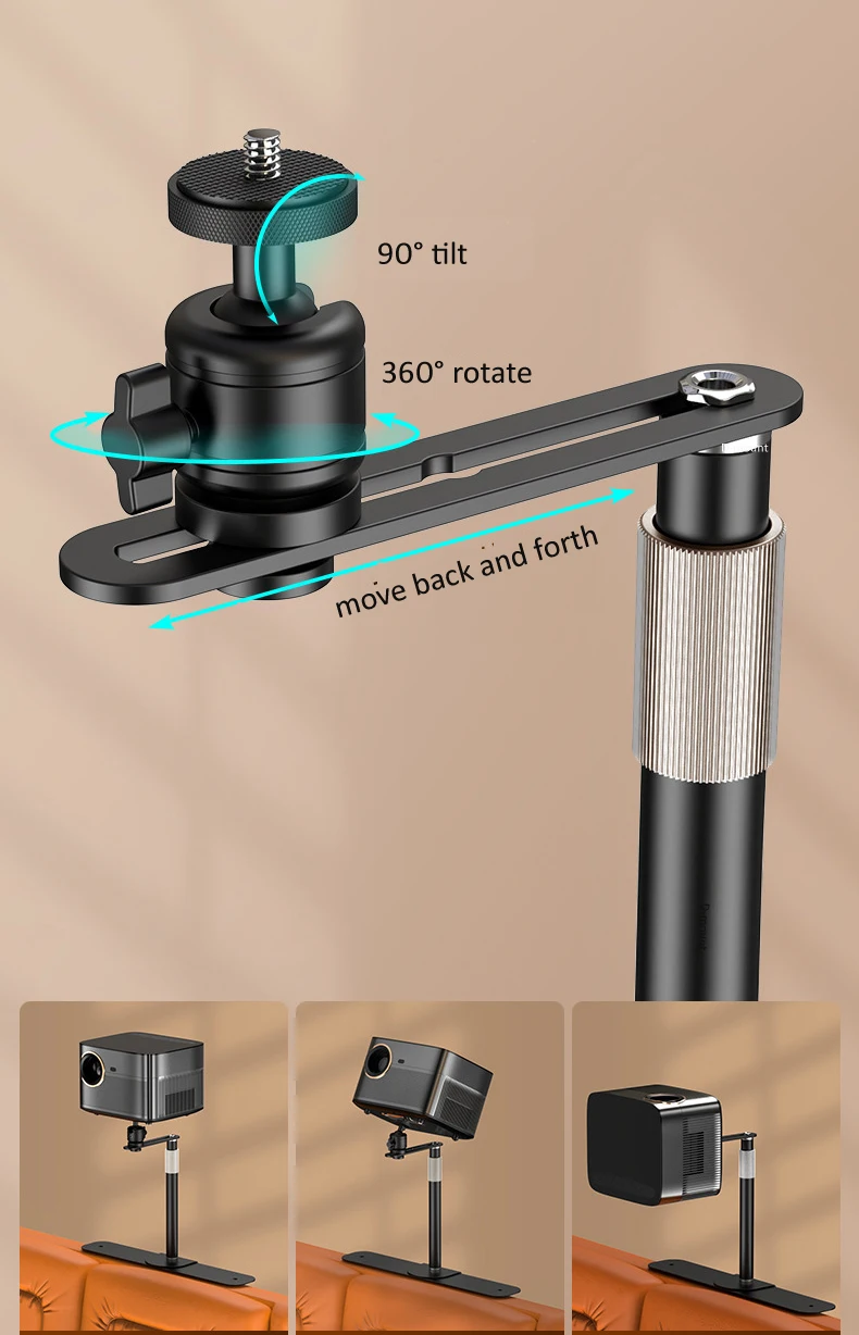 XP-08 360 5kg rotate height adjustable universal ultra slim projector stand speaker mount sofa bed cabinet gap with tray