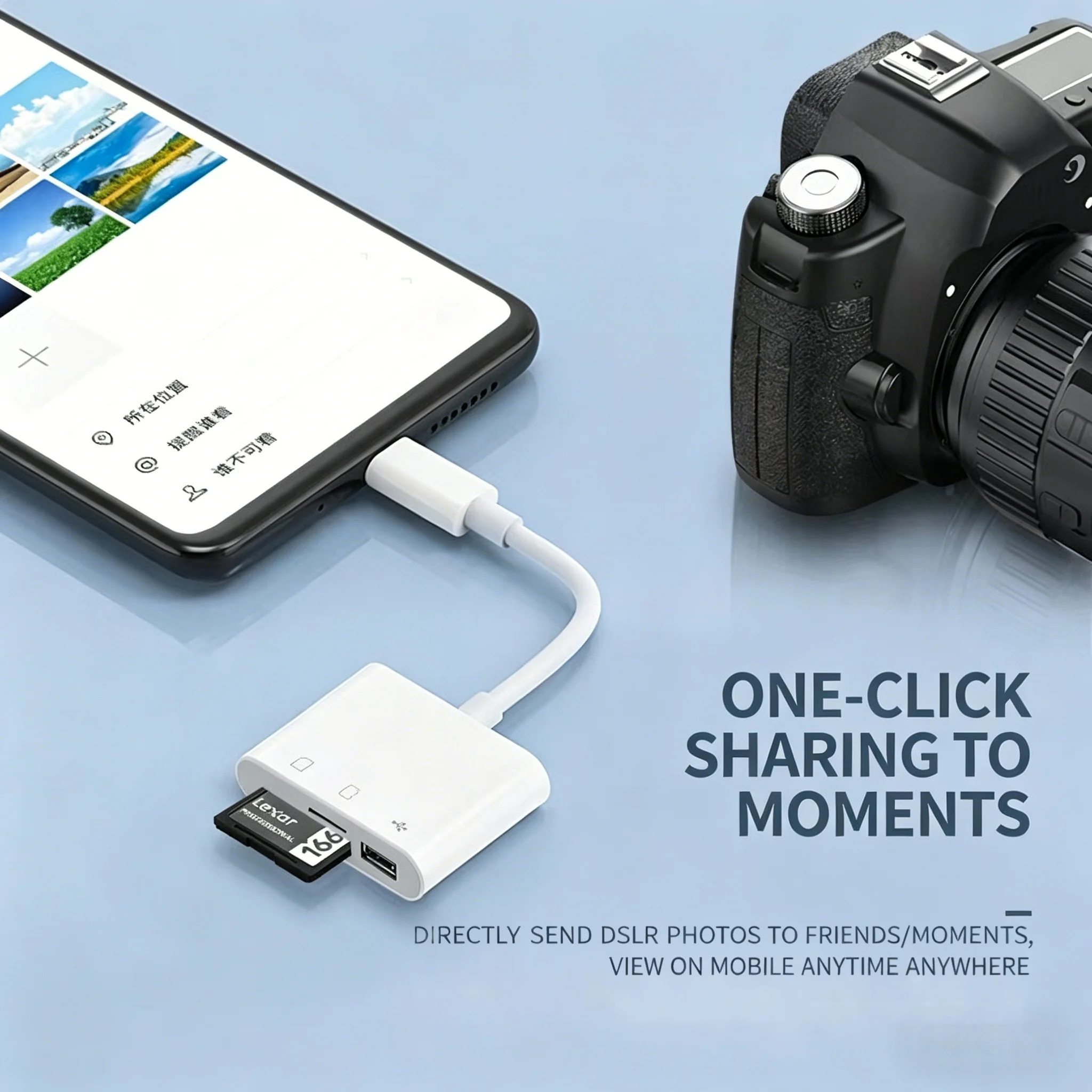 3 In 1 Adapter Type-C, TF, CF, SD, Memory Card Reader, Recorder, Compact Flash USB-C, easy to plug and remove