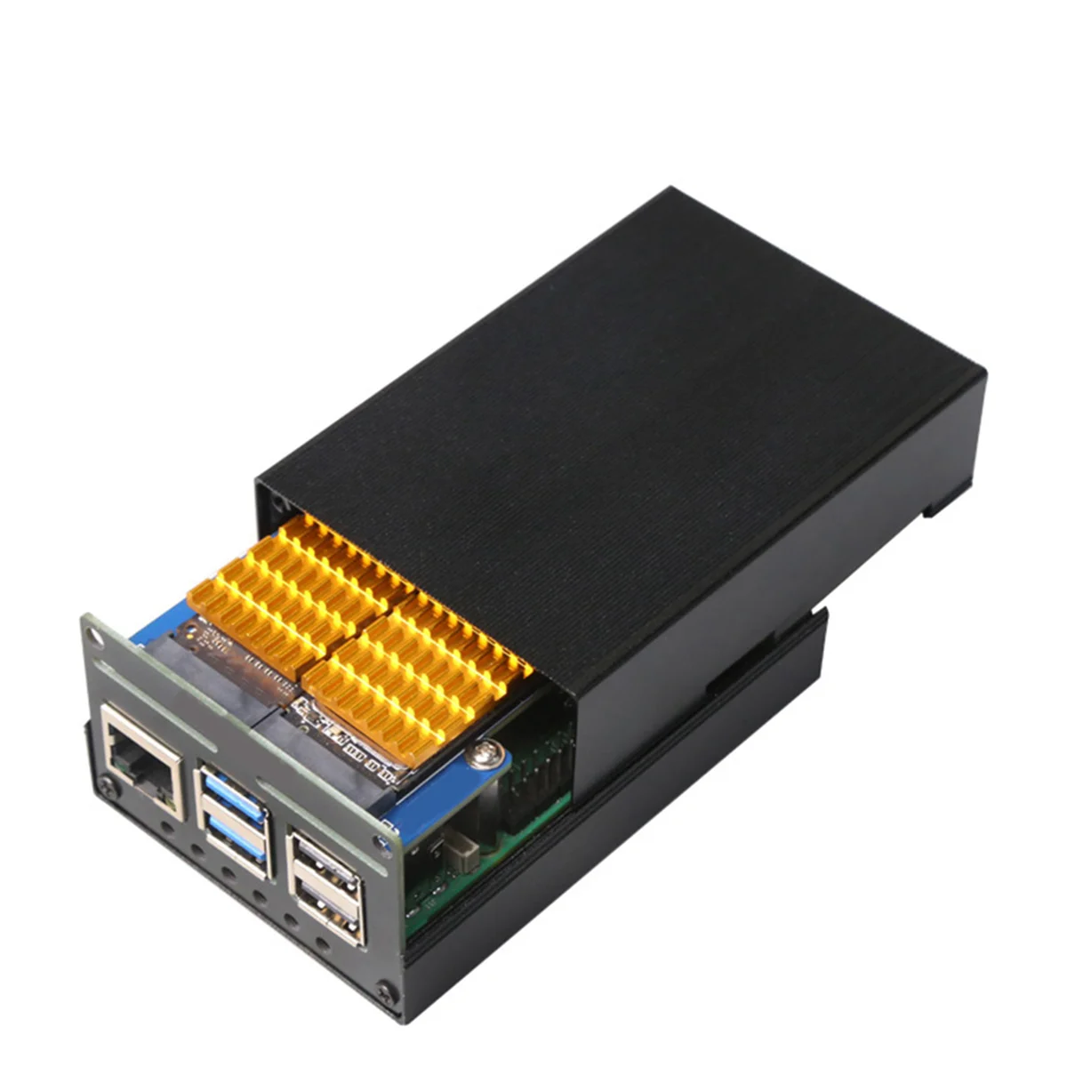 MPS2280D for Raspberry Pi 5 PCIE to M.2 Dual NVME SSD HAT+Case+SSD Heat Sink/Pi5 Fan Support 2280/2242/2230 SSD