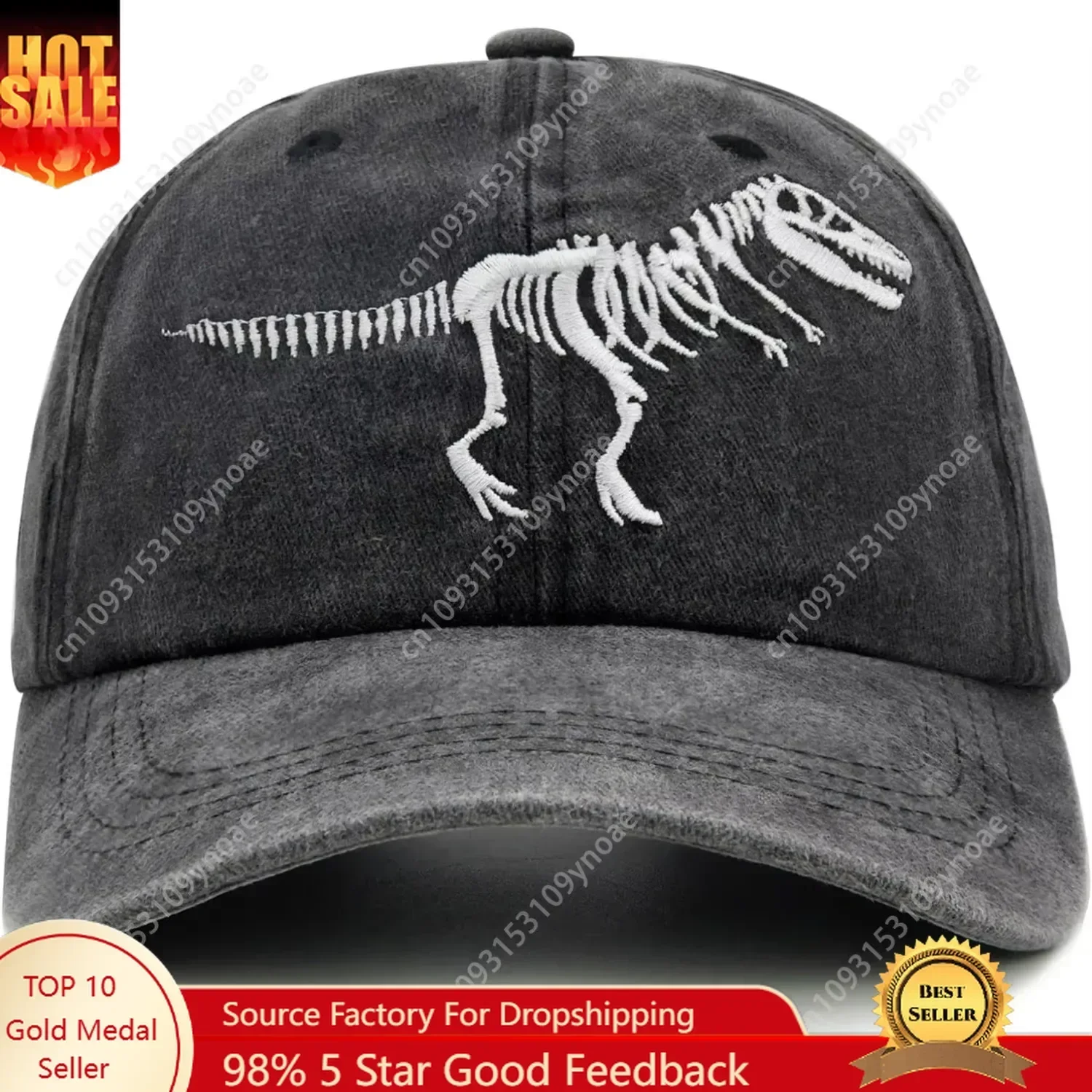 

Skull Dinosaur Caps Embroidered Washed Adjustable Man Women Trucker Hat Baseball Cap Outdoor Activies Dad Hats Leisure Travel